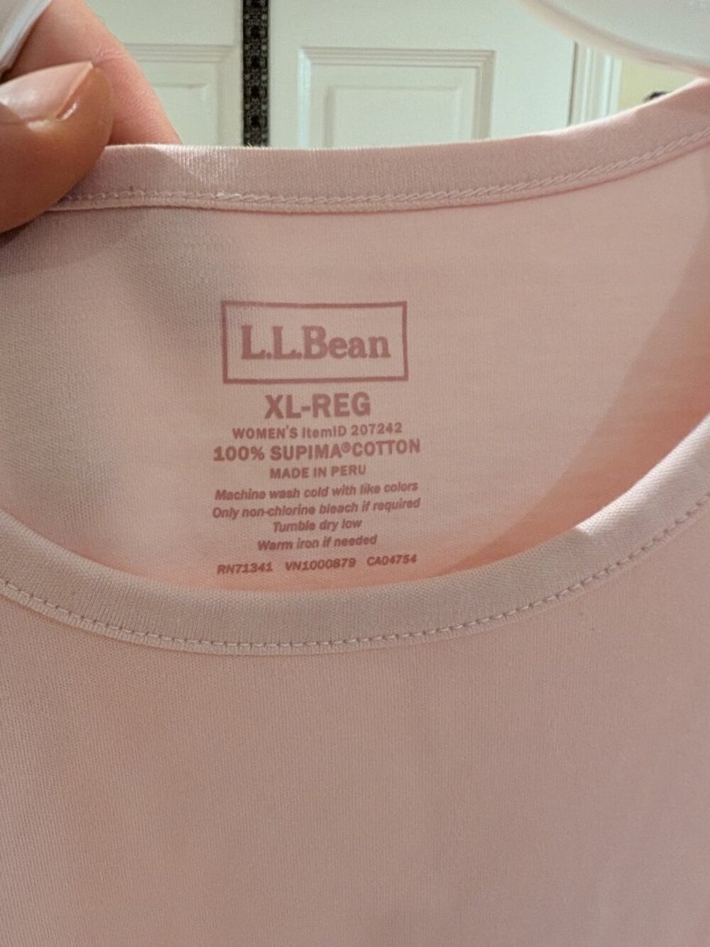 L.L.Bean Pink Supima Cotton Crewneck T-Shirt XL Regular